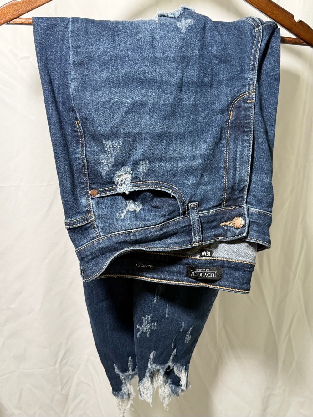 Women's Distressed Dark Blue Denim Jeans